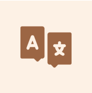 Language translation icon with speech bubbles.